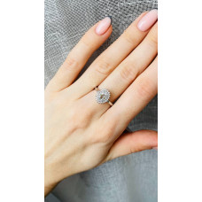 Срібна каблучка з скай топазом та фіанітом 086-3910