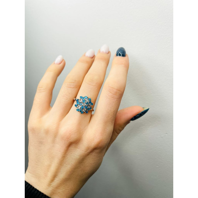 Срібна каблучка з апатитом та скай топазом 205-3839 