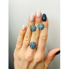 Срібна каблучка з апатитом та скай топазом 205-3839