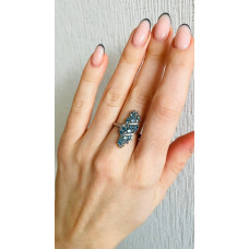 Срібна каблучка з нано турмаліном та фіанітом 218N-6510