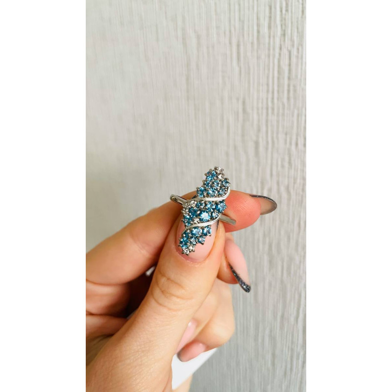 Срібна каблучка з нано турмаліном та фіанітом 218N-6510 