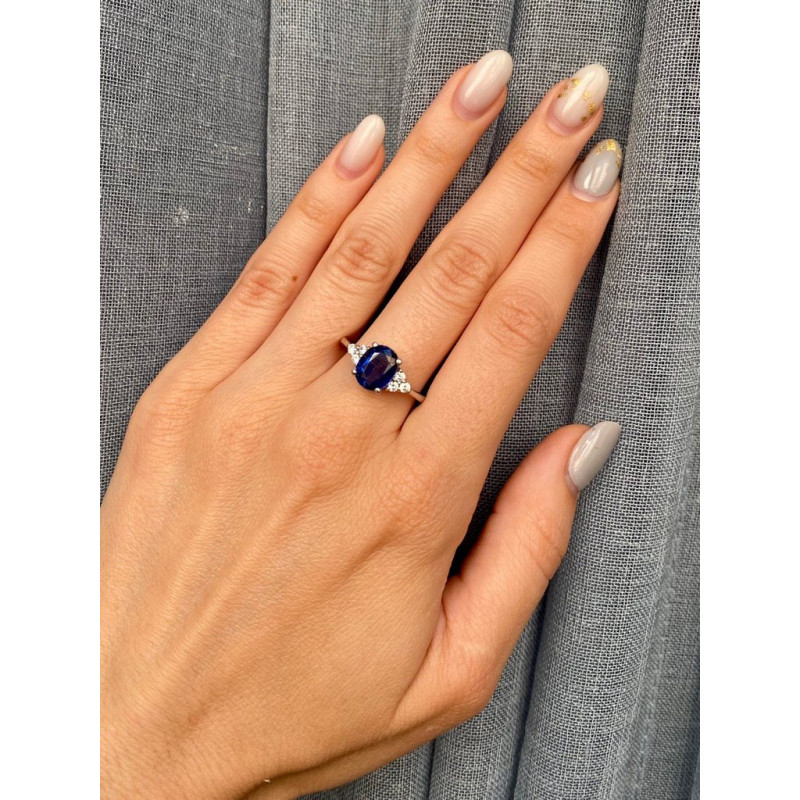 Срібна каблучка з кіанітом та фіанітом 021-3710