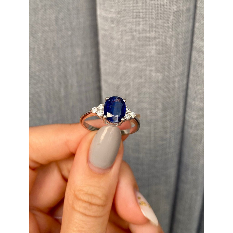 Срібна каблучка з кіанітом та фіанітом 021-3710