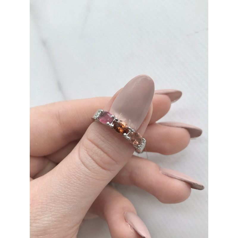 Срібна каблучка з турмаліном та фіанітом 031-6510