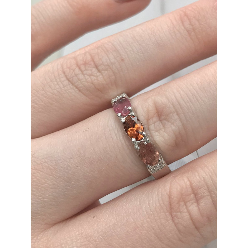 Срібна каблучка з турмаліном та фіанітом 031-6510