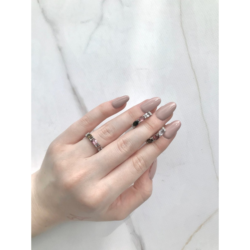 Срібна каблучка з турмаліном та фіанітом 031-6510