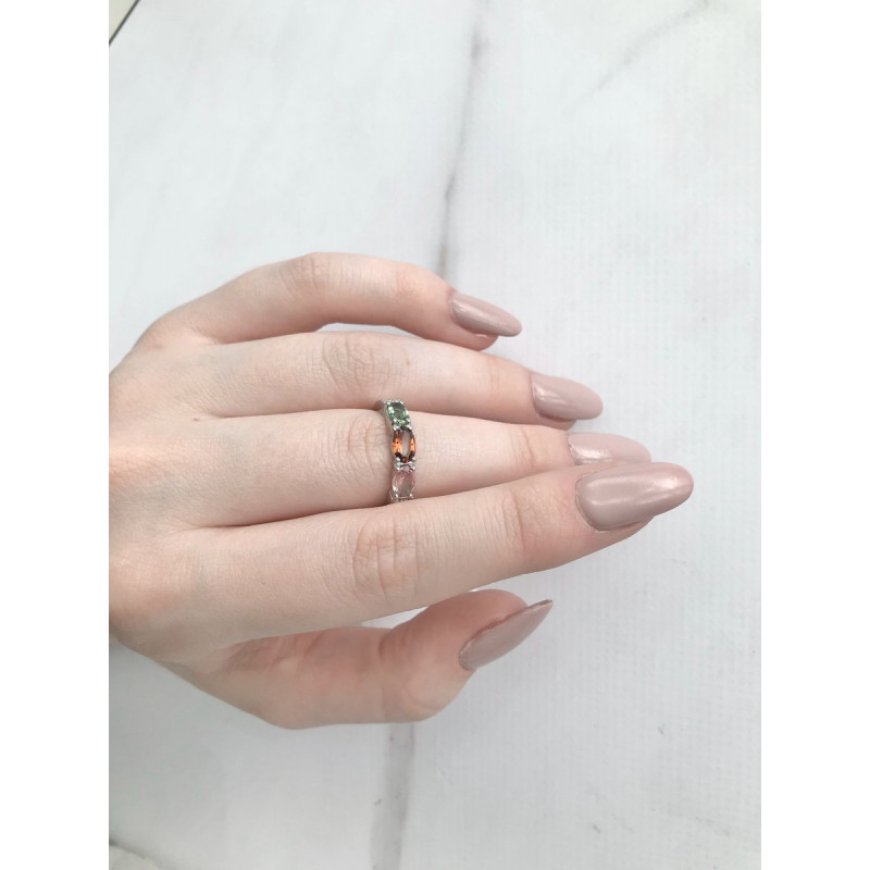 Срібна каблучка з турмаліном та фіанітом 031-6510