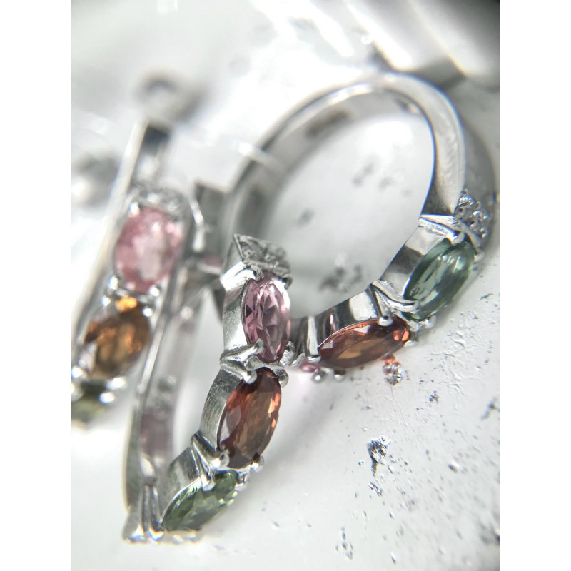 Срібна каблучка з турмаліном та фіанітом 031-6510