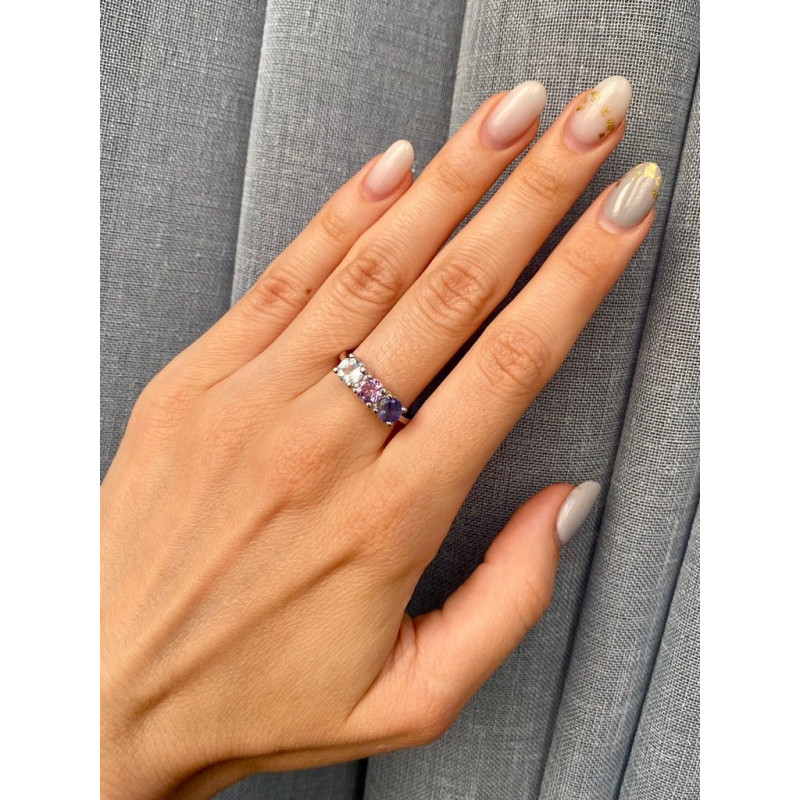 Срібна каблучка з танзанітом та аметистом 046-356239 