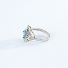 Срібна каблучка з нано фінітом містик та фіанітом 049N-8110