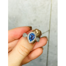 Срібна каблучка з флюоритом блу Джон та фіанітом 080-5810