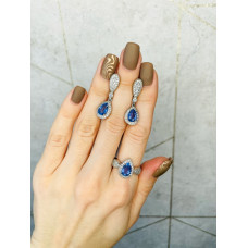 Срібна каблучка з флюоритом блу Джон та фіанітом 080-5810