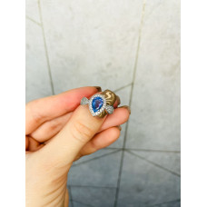 Срібна каблучка з флюоритом блу Джон та фіанітом 080-5810