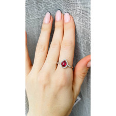 Срібна каблучка з рубіном та фіанітом 088-4410