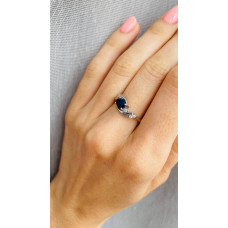 Срібна каблучка з сапфіром та фіанітом 095-3110