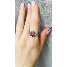 Срібна каблучка з родолітом та фіанітом 148-4210