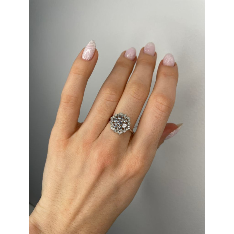 Срібна каблучка з танзанітом та фіанітом 206-3510