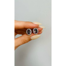 Срібні сережки з нано фінітом містик та фіанітом 014N-8110