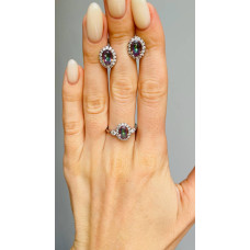 Срібні сережки з нано фінітом містик та фіанітом 014N-8110