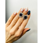 Срібні сережки з сапфіром та фіанітом 049-3110