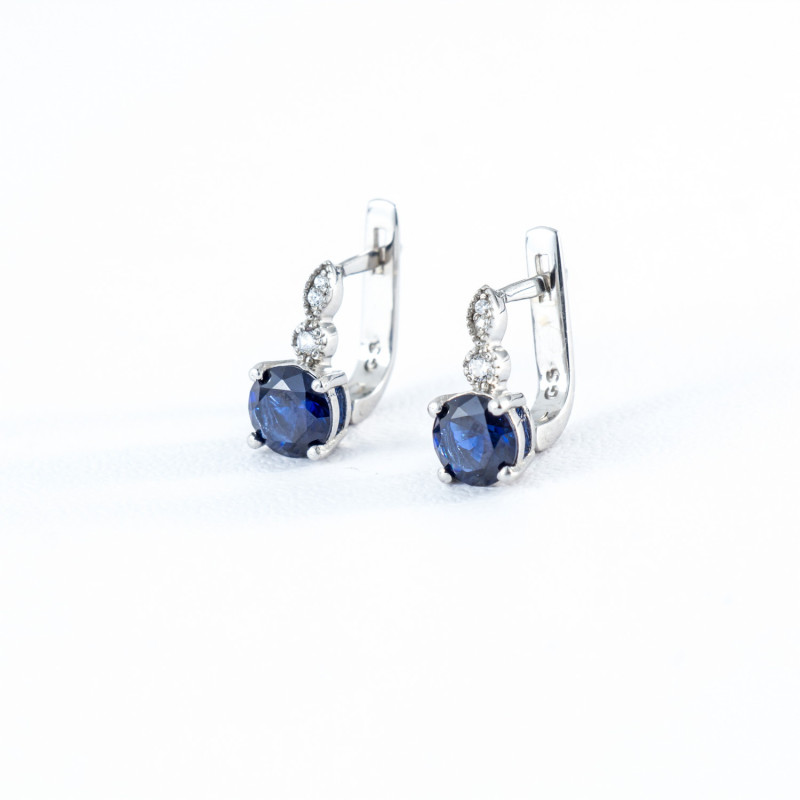 Срібні сережки з нано сапфіром та фіанітом 100N-3110