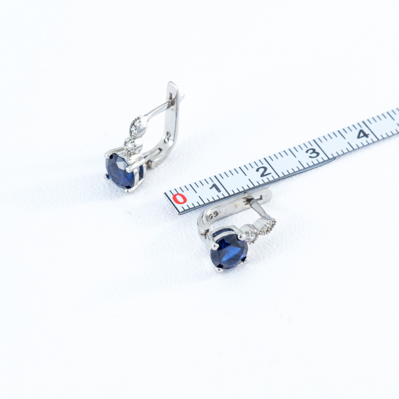 Срібні сережки з нано сапфіром та фіанітом 100N-3110