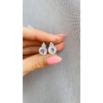 Срібні сережки з рожевим кварцем та фіанітом 101-4610