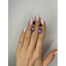 Срібні сережки з аметистом та гранатом 154-624110