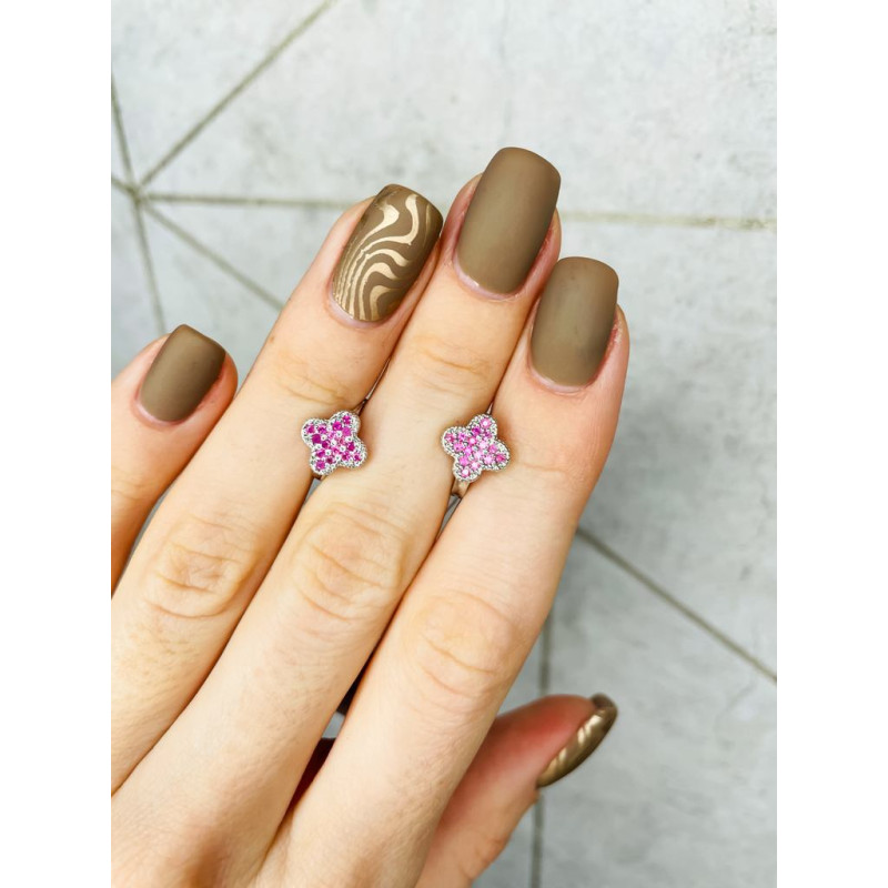 Срібні сережки з рожевим сапфіром 211-40 