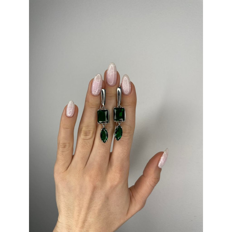 Срібні сережки з фіанітом 225CZ-51