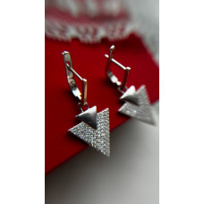 Срібні сережки з фіанітом Arrow-10