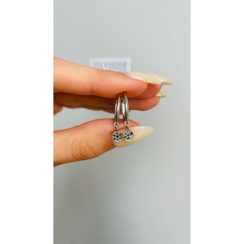 Срібні сережки з діамантом чорним B045-20 