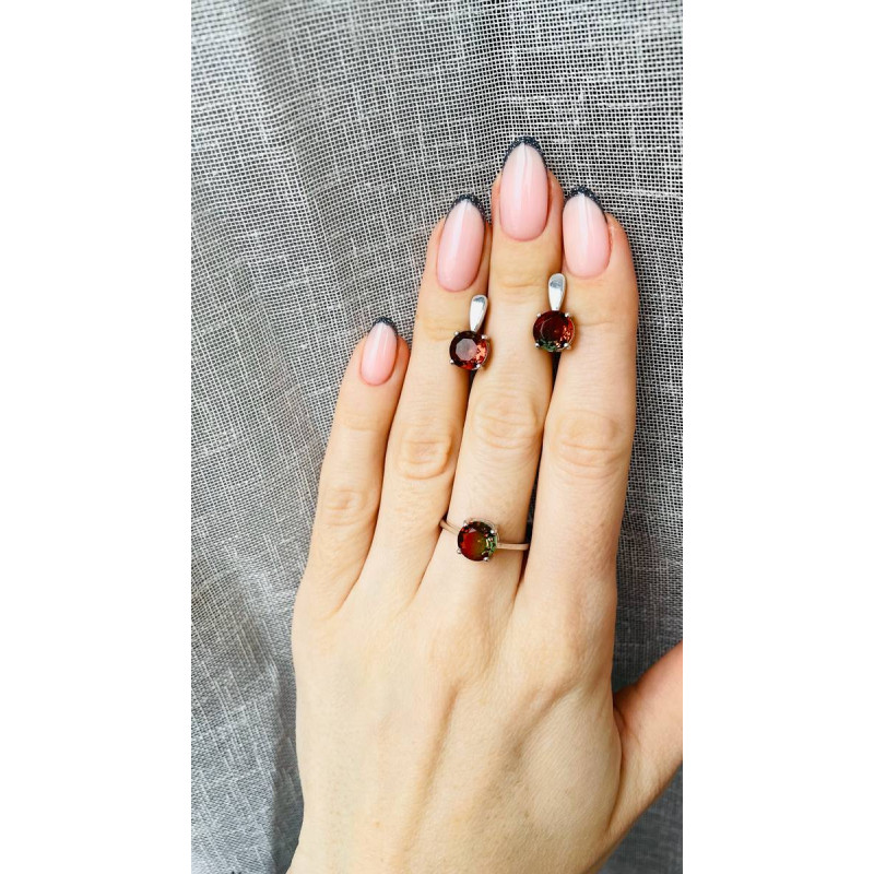 Срібні сережки з аметрин-алпанітом 015CZ-83