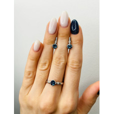 Срібні сережки з нано лондон топазом та фіанітом 045N-3310