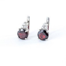 Срібні сережки з гранатом та фіанітом 101-4110