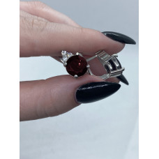 Срібні сережки з гранатом та фіанітом 101-4110