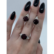 Срібні сережки з гранатом та фіанітом 101-4110