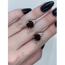 Срібні сережки з гранатом та фіанітом 101-4110