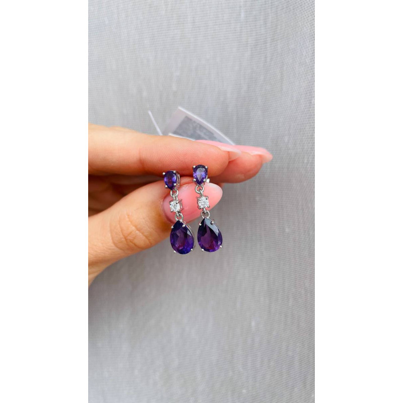 Срібні сережки з аметистом 108-626110 
