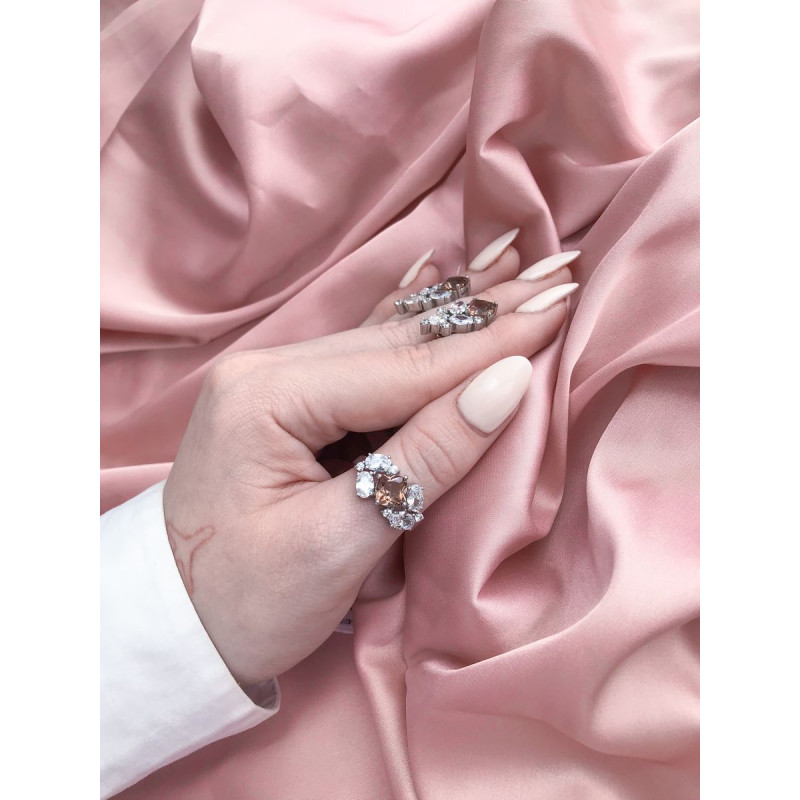 Срібні сережки з нано султанітом та фіанітом 143N-821010