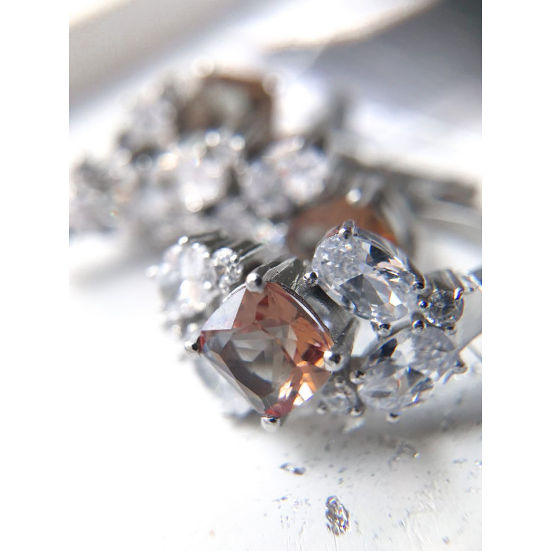 Срібні сережки з нано султанітом та фіанітом 143N-821010