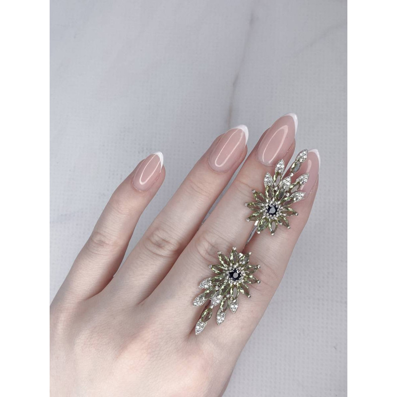 Срібні сережки з сапфіром та нано султанітом 175-318210