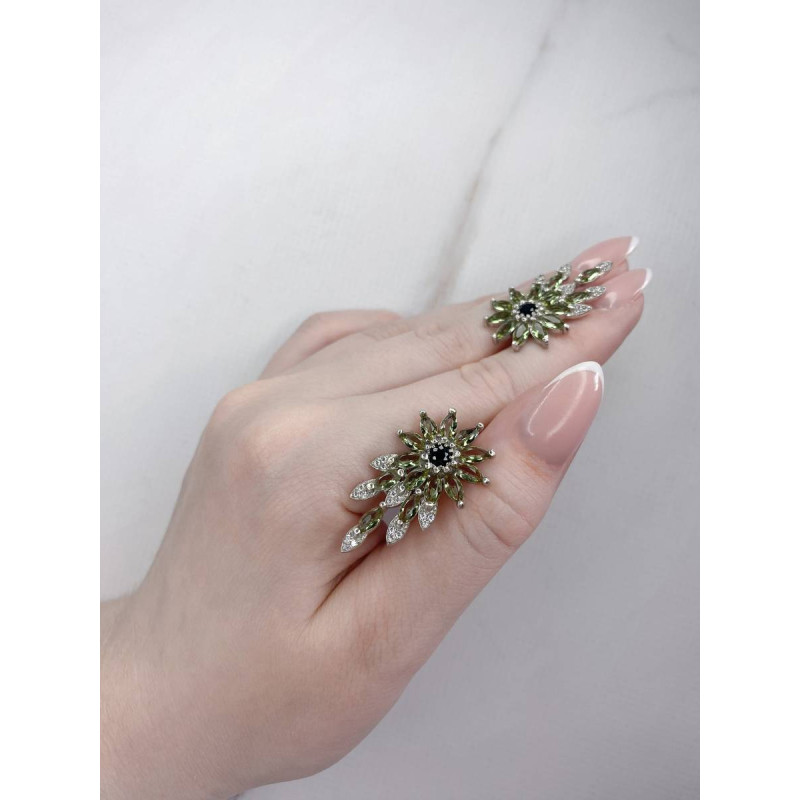 Срібні сережки з сапфіром та нано султанітом 175-318210