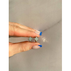 Срібні сережки з білим нано опалом 211N-55