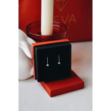 Срібні сережки з діамантом B036-14