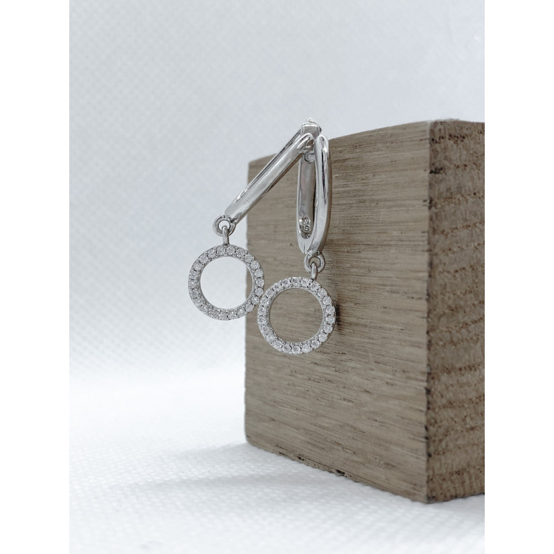 Срібні сережки з фіанітом B049CZ-10