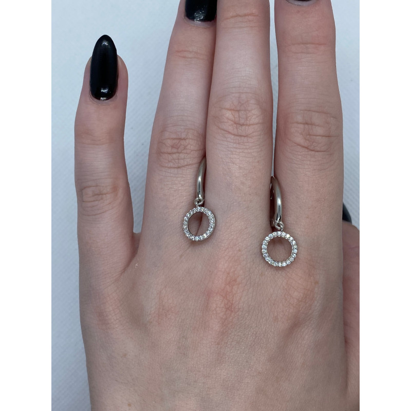 Срібні сережки з фіанітом B049CZ-10