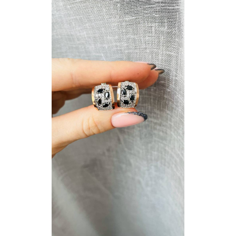 Срібні сережки з фіанітом Melani-2010