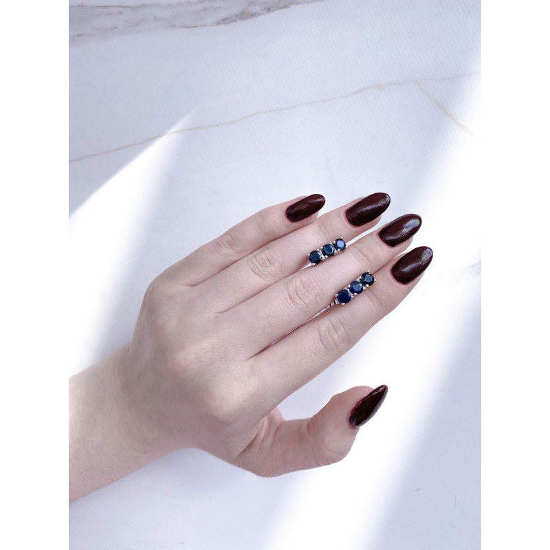 Срібні сережки з сапфіром 046-31