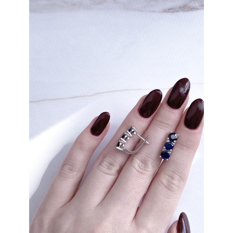 Срібні сережки з сапфіром 046-31